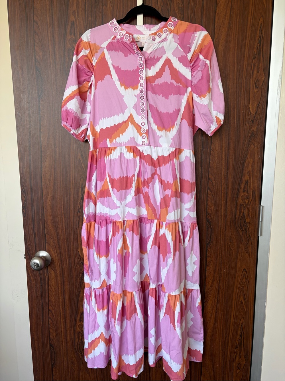 NWT Sheridan French Kimball Dress Flamingo Watermelon Ikat XL